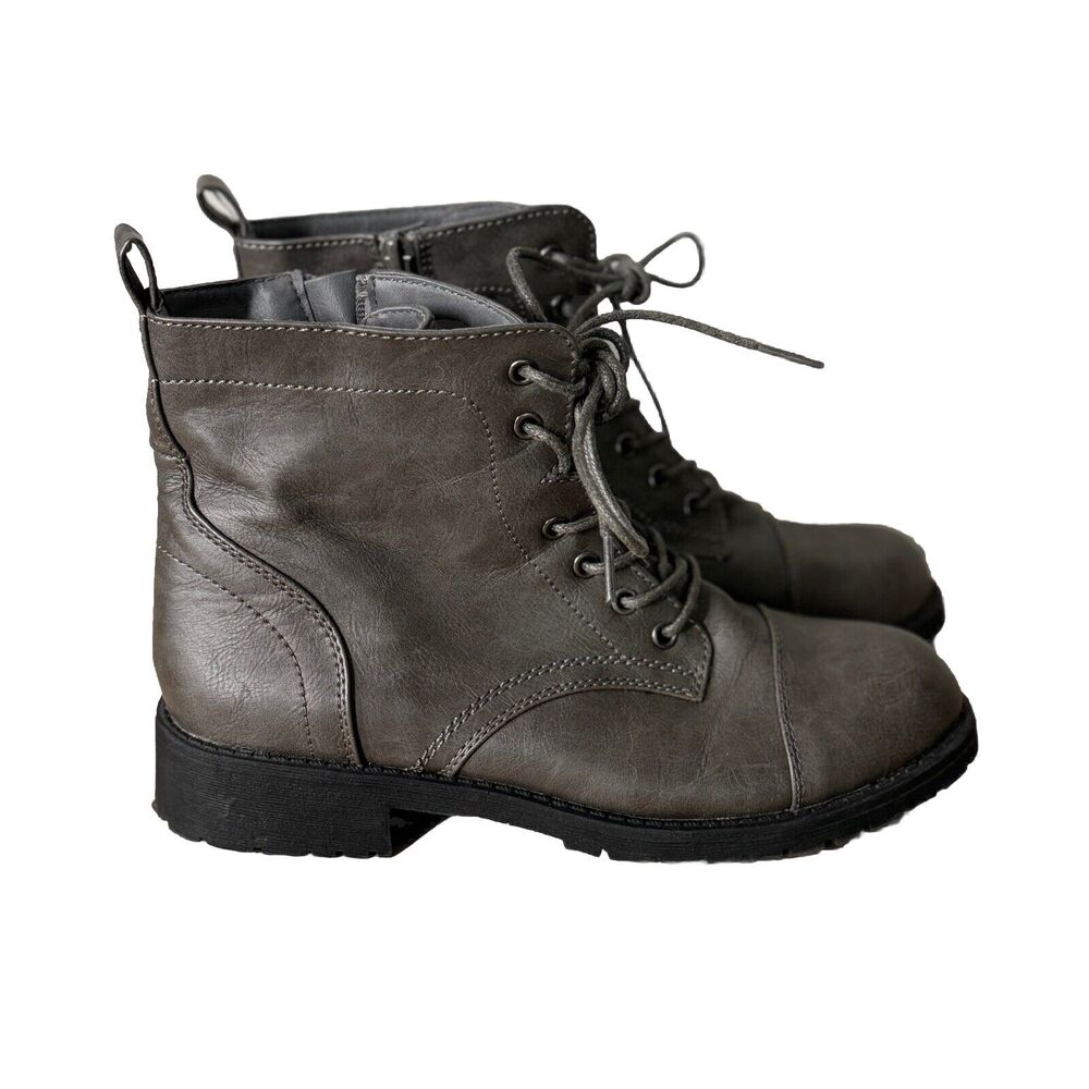 Vepose Boots Womens 6 Gray Ankle Lace Combat Booties Casual Neutral Minimalist